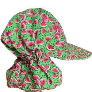 Gillsies Baby Kids Watermelon Print Colorful Sun Hat Brim & Neck Flap. Medium.